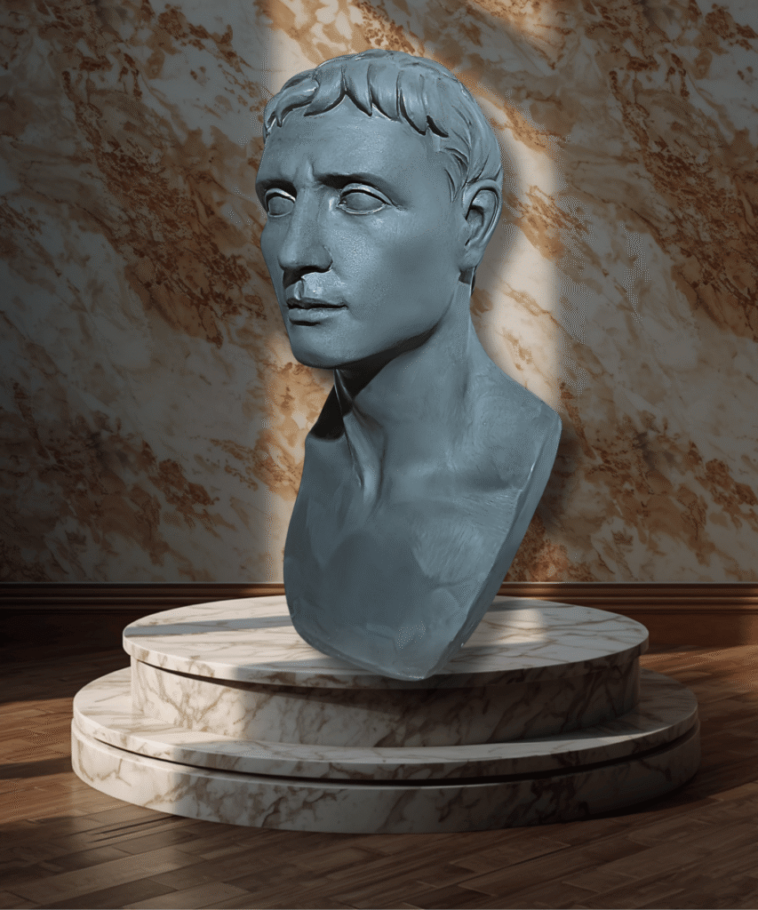 Classical sculpture bust of roman emperor Caesar created by Marcello Giorgi Sculptor.